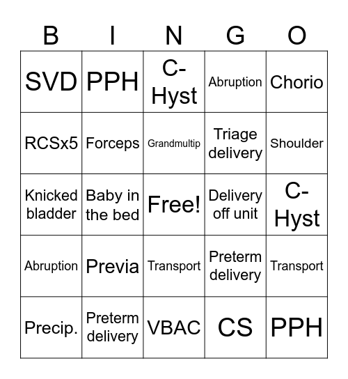 Brownfield’s Day Bingo Card
