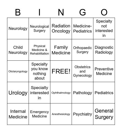 Career Fair Bingo Card