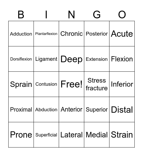 Vocab Bingo Card