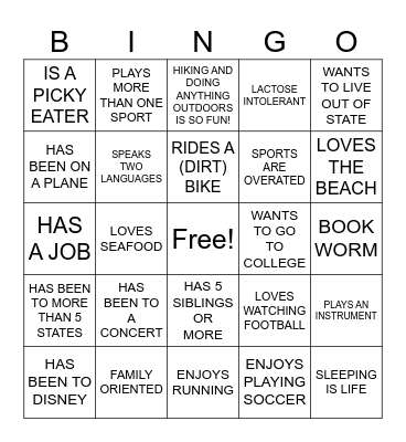 HOW WELL DO YOU KNOW YOUR CLASS Bingo Card