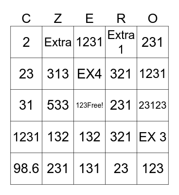 Bennys Test Bingo Card