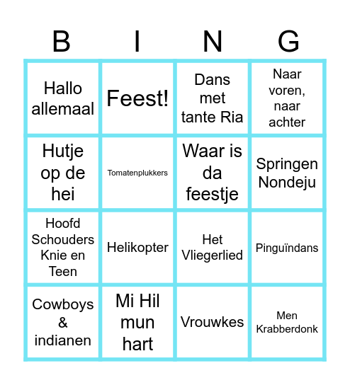 Groep 4 muziekbingo Card