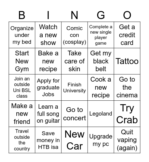 2025 Bingo Card