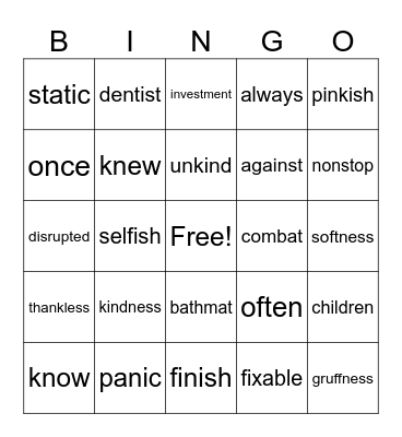 Unit 5 Review Bingo Card