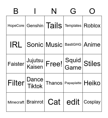 Bingus Bingo Card