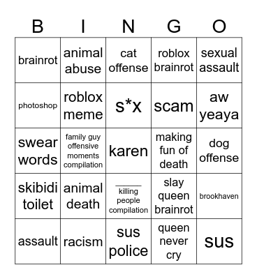 youtube shorts Bingo Card