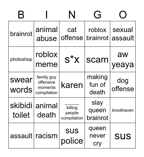 youtube shorts Bingo Card