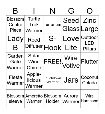 PARYLITE SUMMER CARD Bingo Card