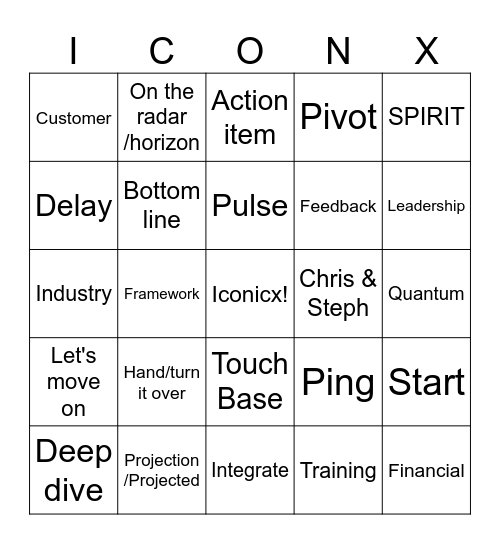 Iconicx All Hands Bingo Card