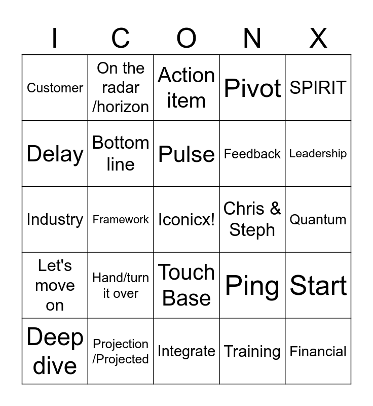Iconicx All Hands Bingo Card