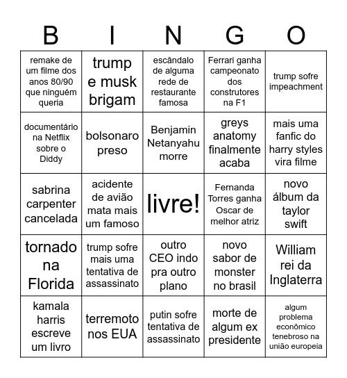 2025 Bingo Card
