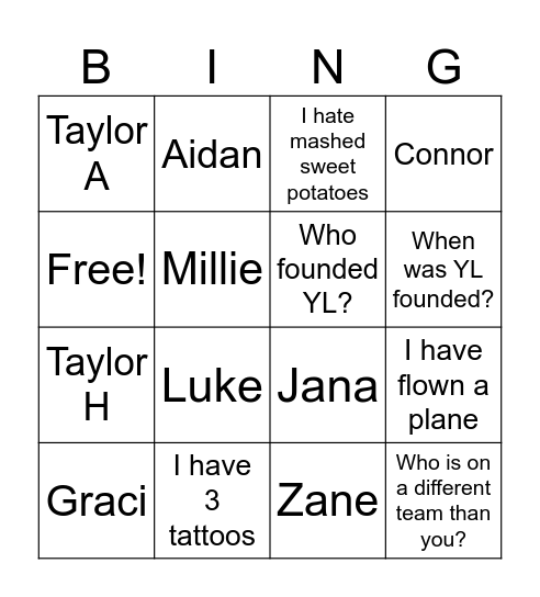 FAMILY BINGO Card