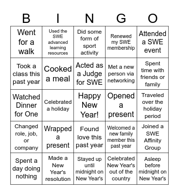 SWE Germany Southwest New Year's Bingo Card
