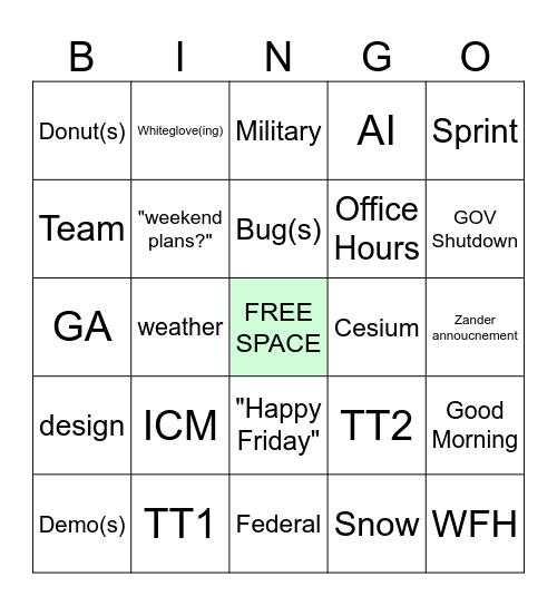 Sprint 408 Retro Bingo Card