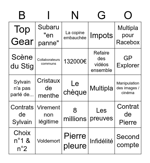 Live de Pierre Bingo Card