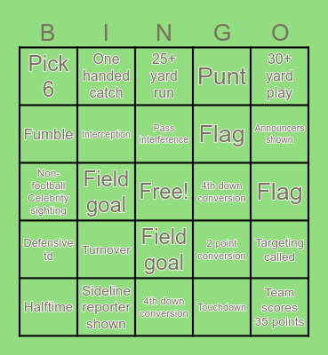 Football Bingo Card