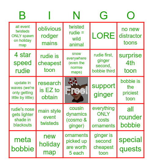 DANDY'S WORLD CHRISTMAS UPDATE Bingo Card