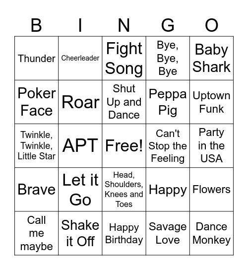 Music BINGO Card