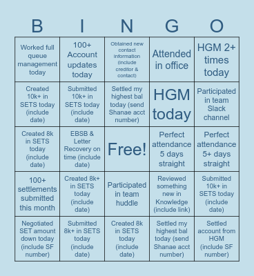 Team Bingo! Bingo Card