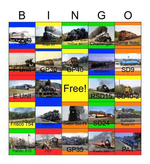 Rock Island Lines Bingo Card