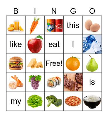 Food Bingo Card