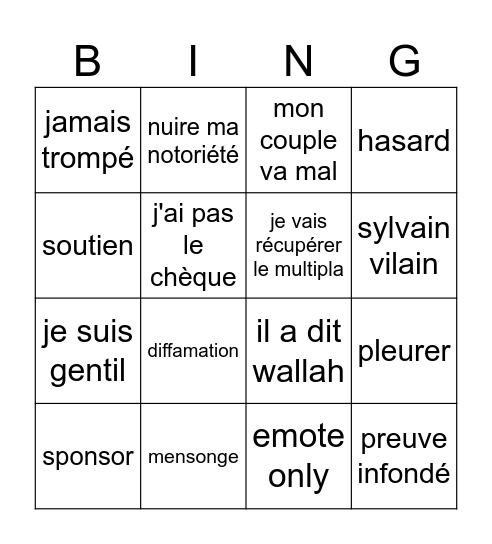 Pierre mytho Bingo Card