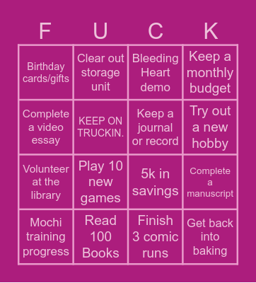 2025 Goals Bingo Card