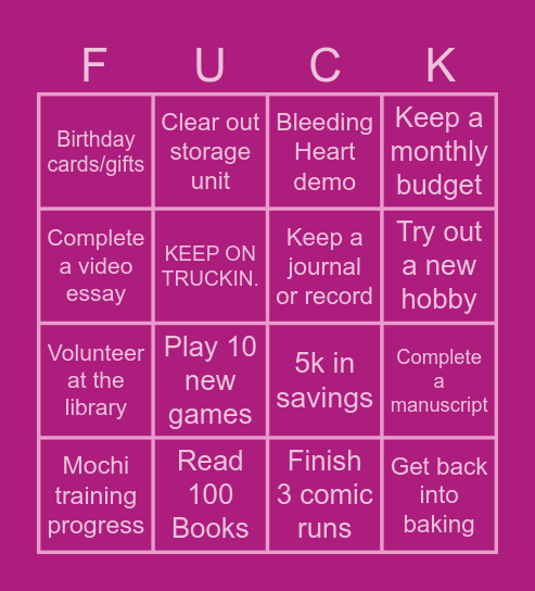 2025 Goals Bingo Card