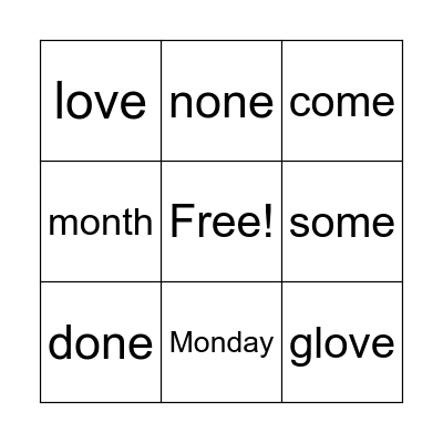 o_e Bingo Card