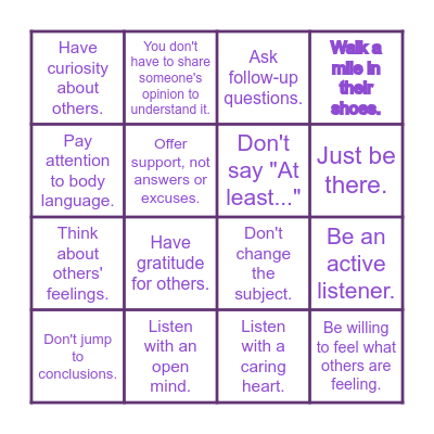 Empathy BINGO Card