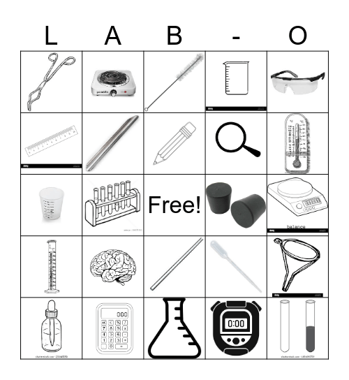 Chemistry Lab Tool Bingo Card