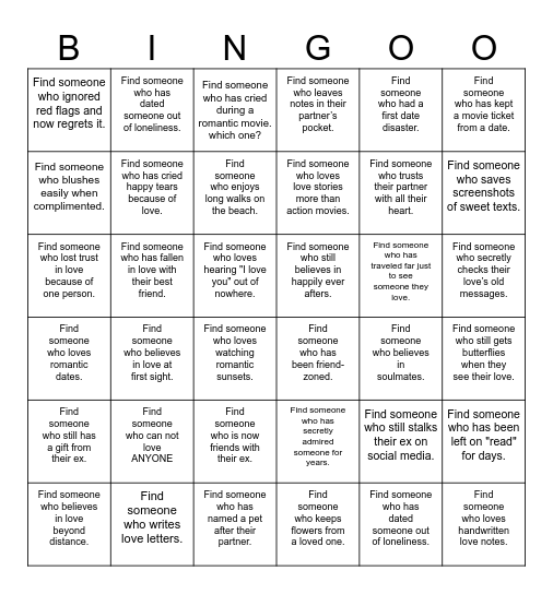 LOVE Bingo Card