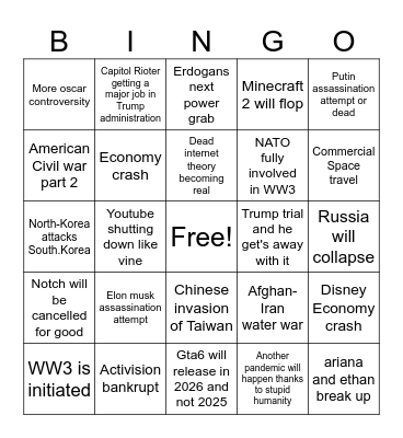 2025-2030 Bingo Card