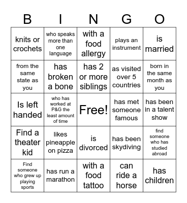 Park and Grove Bingo Card