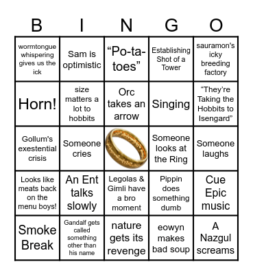 Bain Naysh Two Towers Bingo Card
