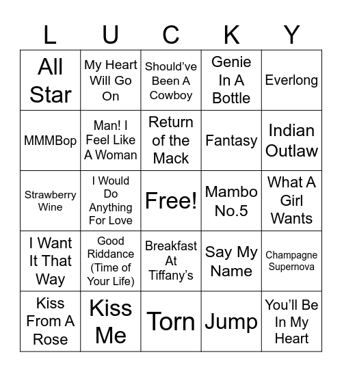 Vosburgh’s 90’s Bingo Card