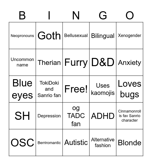 How much are you like me? :3 Bingo Card