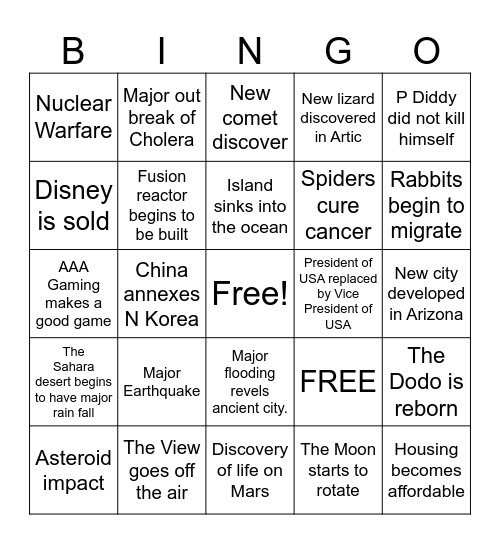2025 WTF Bingo Card