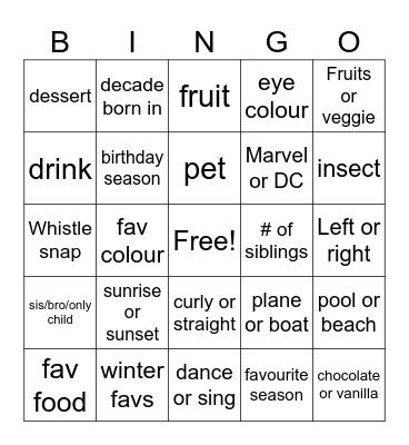 Karis Family Camper Bingo! Bingo Card