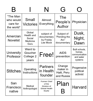 30 30 Bingo Card
