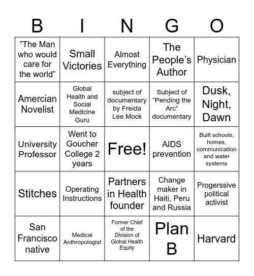 30 30 Bingo Card