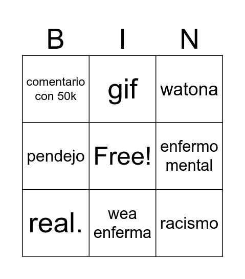 Untitled Bingo Card