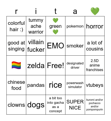 rita bingo Card