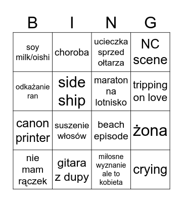 Ossan's Love Bingo Card