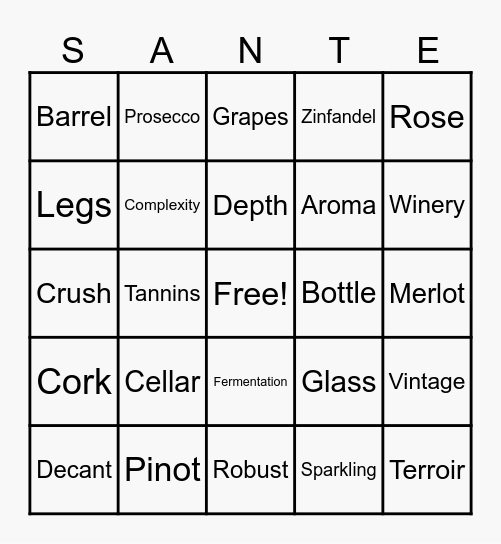 Sante Bingo Card