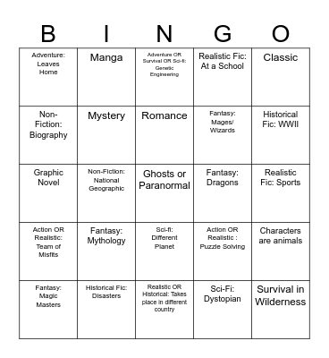Book Bingo Card