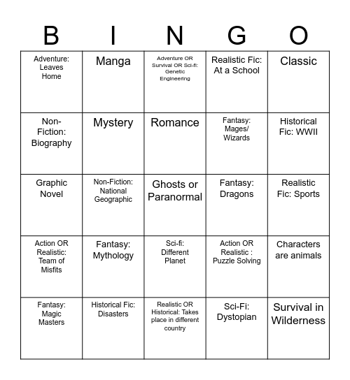 Book Bingo Card