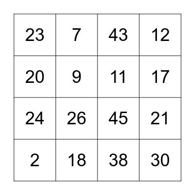 Xmas Bingo! Bingo Card