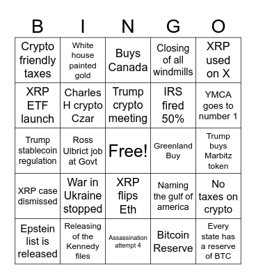 Trump Bingo Card