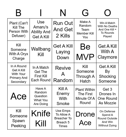 R6S Bingo Card